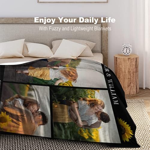 Miniatura 3 de D-Story Manta Personalizada con 3 Imágenes Textos Hecha en EE.UU., Manta Personalizada con Foto Manta de Tiro Personalizada Personalizar Día del