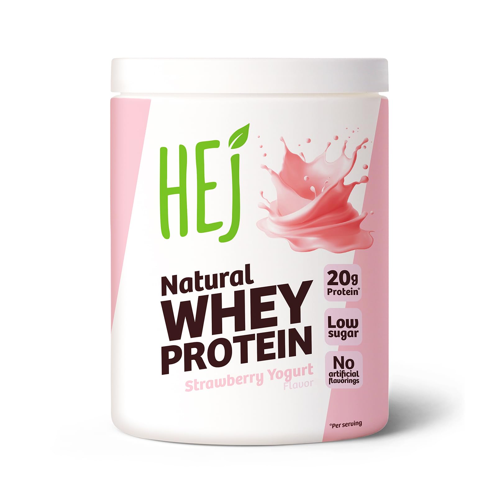 HEJ Whey Protein Pulver - Eiweißpulver für Muskelaufbau & Fitness - 22,1g Eiweiß pro Portion - Als Shake oder Zutat - Strawberry Yogurt 300g