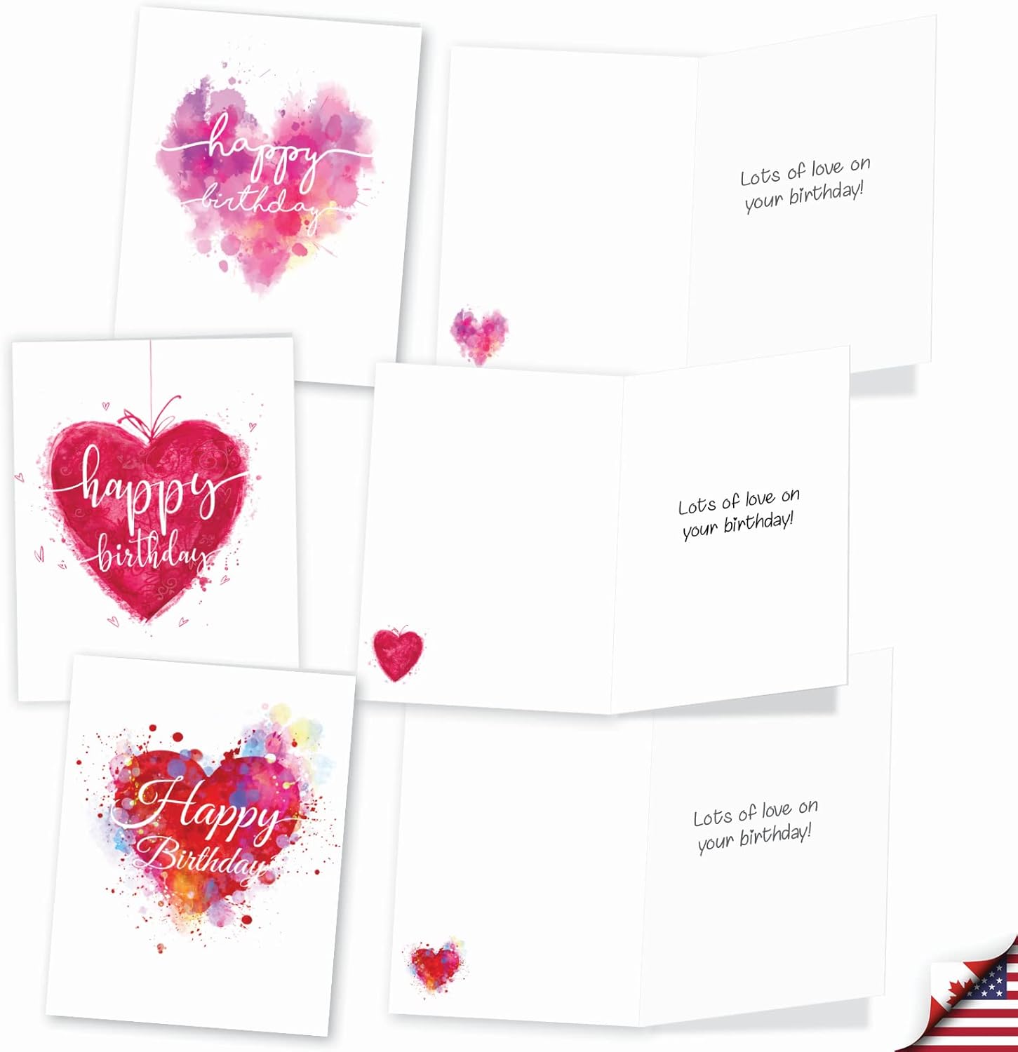 The Best Card Company 20 Assorted Birthday Notecards Bulk Box Set 4 x 5.12 Inch with Envelopes (10 Designs, 2 Each) Line Heart AM3182BDG-B2x10 - Image 3