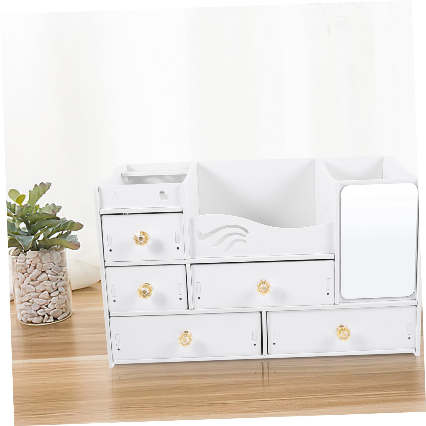 Scatola Porta Cosmetici con Cassetti, Bianca, PVC
