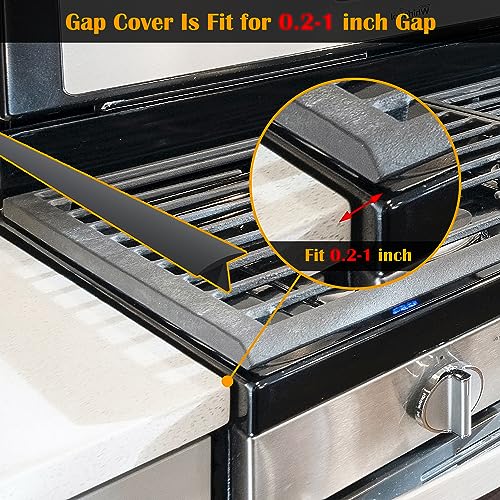 Image of KindGa Stove Gap Covers - 30 Inch Silicone Counter Gap Filler 2 Pack Black | 0.2-1 inch gap range seal spill between appliance, countertop, oven; Long stove counter gap cover, gas stove side gap covers