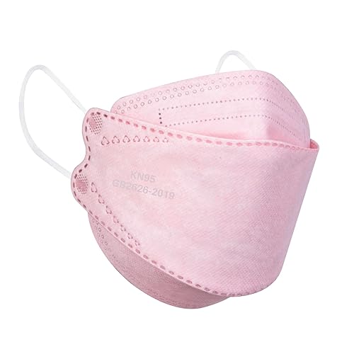 Mascarillas KN95 para adultos, paquete de 50 unidades, envueltas individualmente, cubrebocas desechables de 5 capas de color rosa contra el humo y