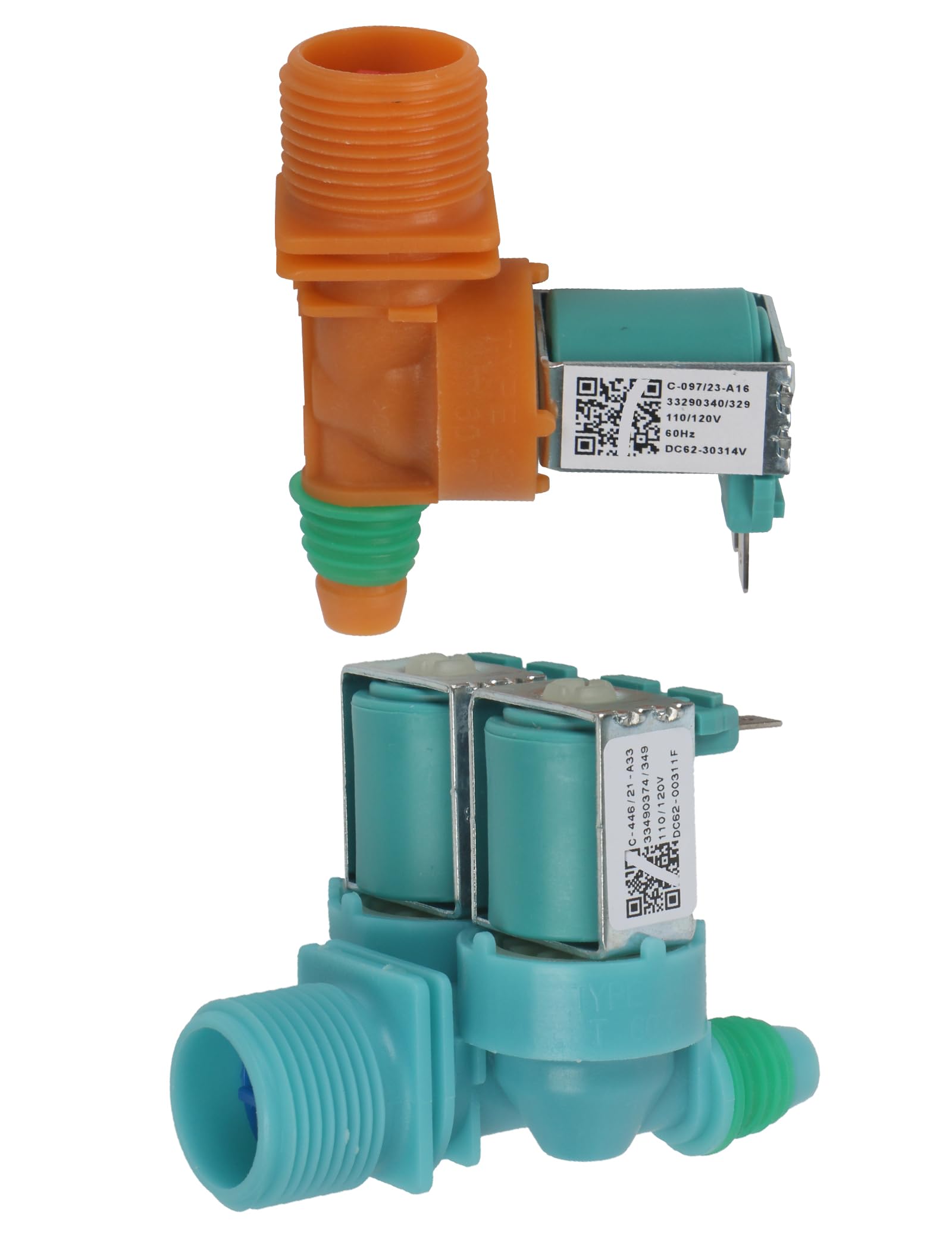 DC62-00311F、DC62-30314V Washing Machine Water Inlet Valve set Package for Samsung Washer 3992244 3992464 AP5966624 WA40J3000AWA PS11719654 EAP11719654 EAP11719664 Replacement Kit