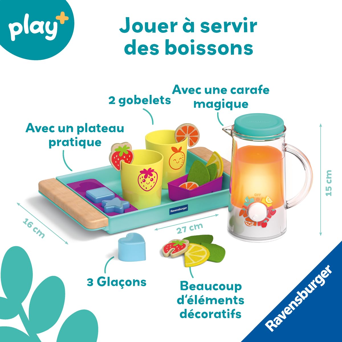 Ravensburger Play + - Set d'activités : Mon Premier Service à Boissons - Jouet bébé dès 18 Mois- Version française - 34068