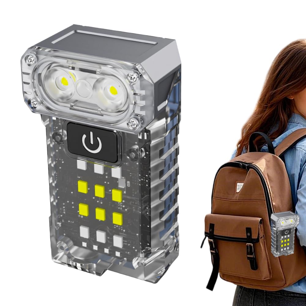 BDKMMS Mini LED Flashlight, Rotatable Flat Torch with RGB Side Light, Magnetic Rechargeable Flash Lamp for Camping Emergency Inspection