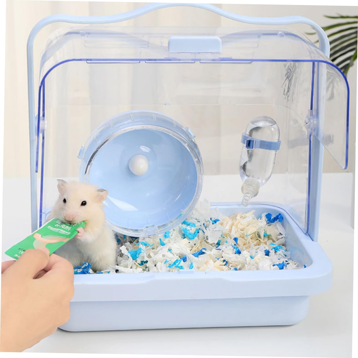Blauer Hamsterkäfig aus Kunststoff, Tragbar für Reise und Outdoor