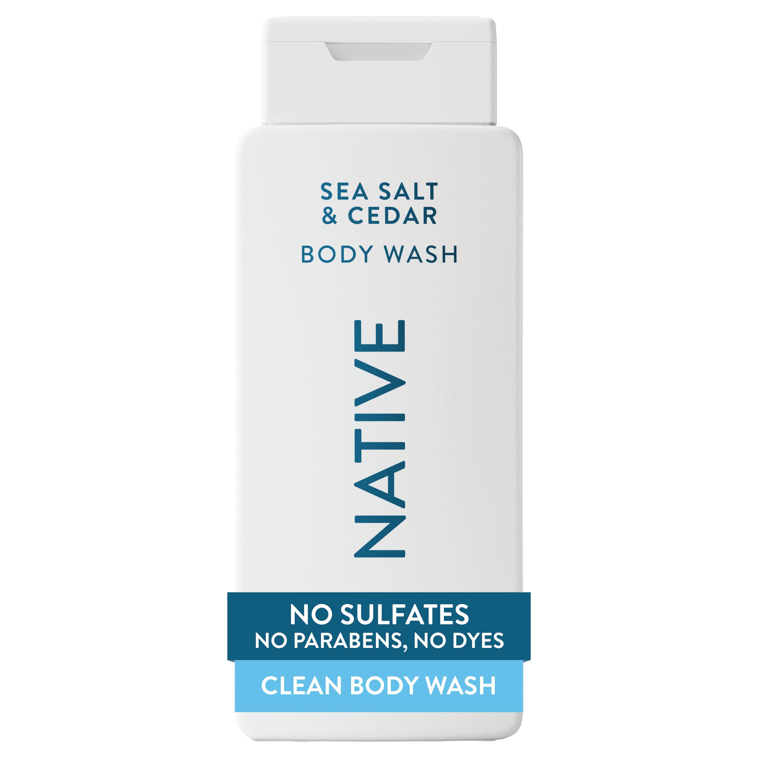 Native Sea Salt Cedar Scent Body Wash for Men and Women, Free of Phthalates Sulfates Parabens, 18 oz