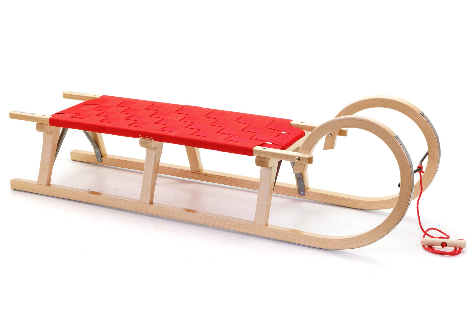 Hörnerschlitten Baran S 120 RR RLS Rot Gurtsitz mit Lehne Buchenholz