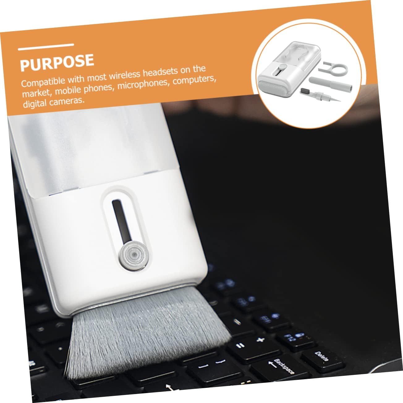 SHOWERORO 1set Multifunctional Earphone Cleaning Brush Kit Deep Cleaning Tools for Headphones Earbuds and Keyboards and Reusable Includes Soft Bristle Brush and Cloth
