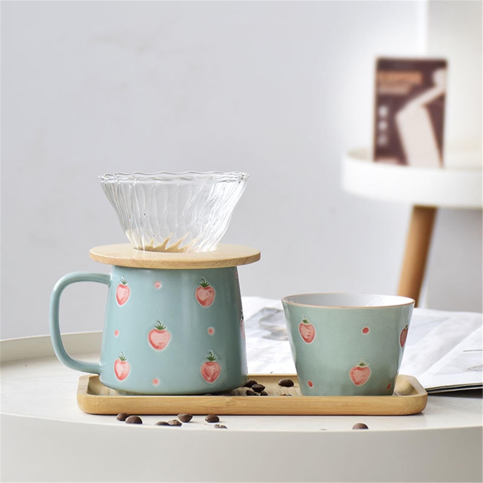 Pour Over ekspres do kawy, ręcznie malowany, ręcznie parzony, zestaw filiżanek do kawy, dzbanek do dzielenia kawy do domu