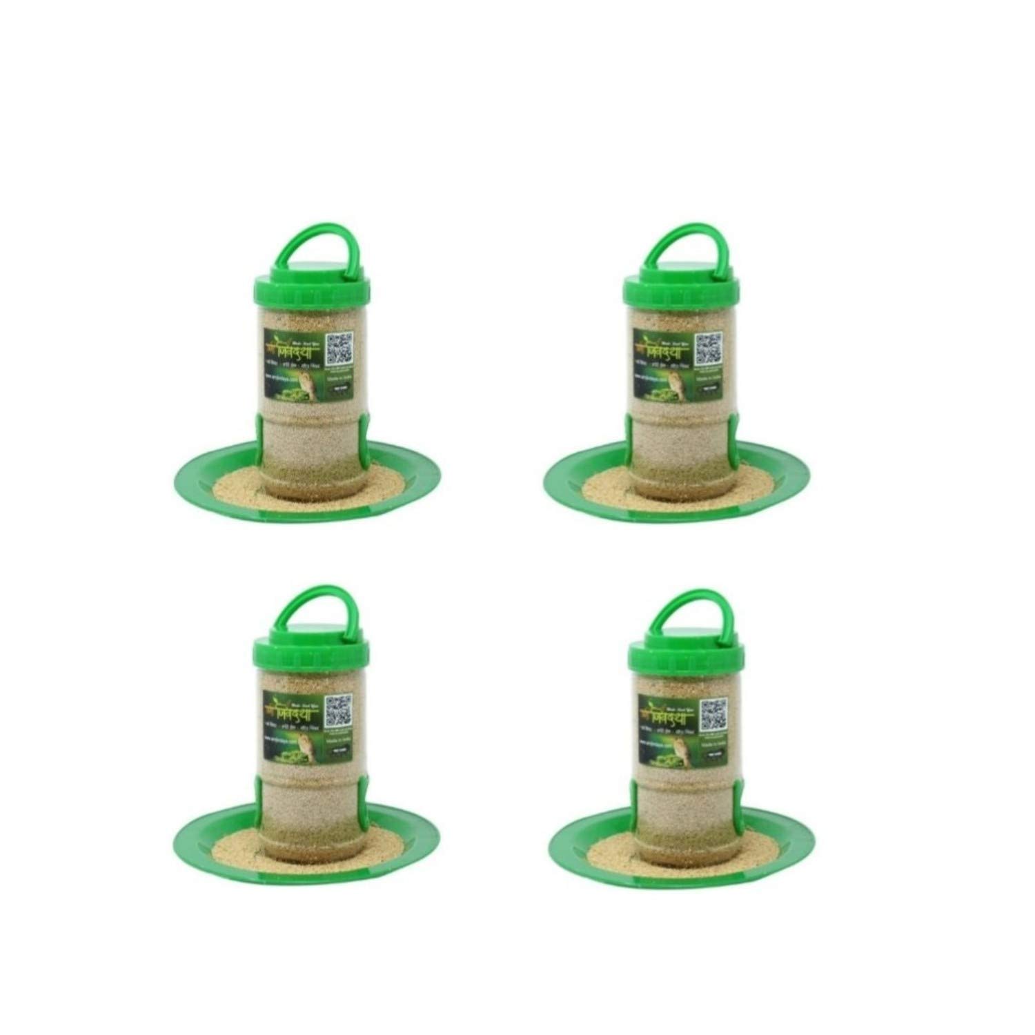 Amijivdaya Small Bird Food Feeder with Holding Handle (Green and Transparent) - Pack of 4 (B07N7JTBFH) Amazon Price History, Amazon Price Tracker