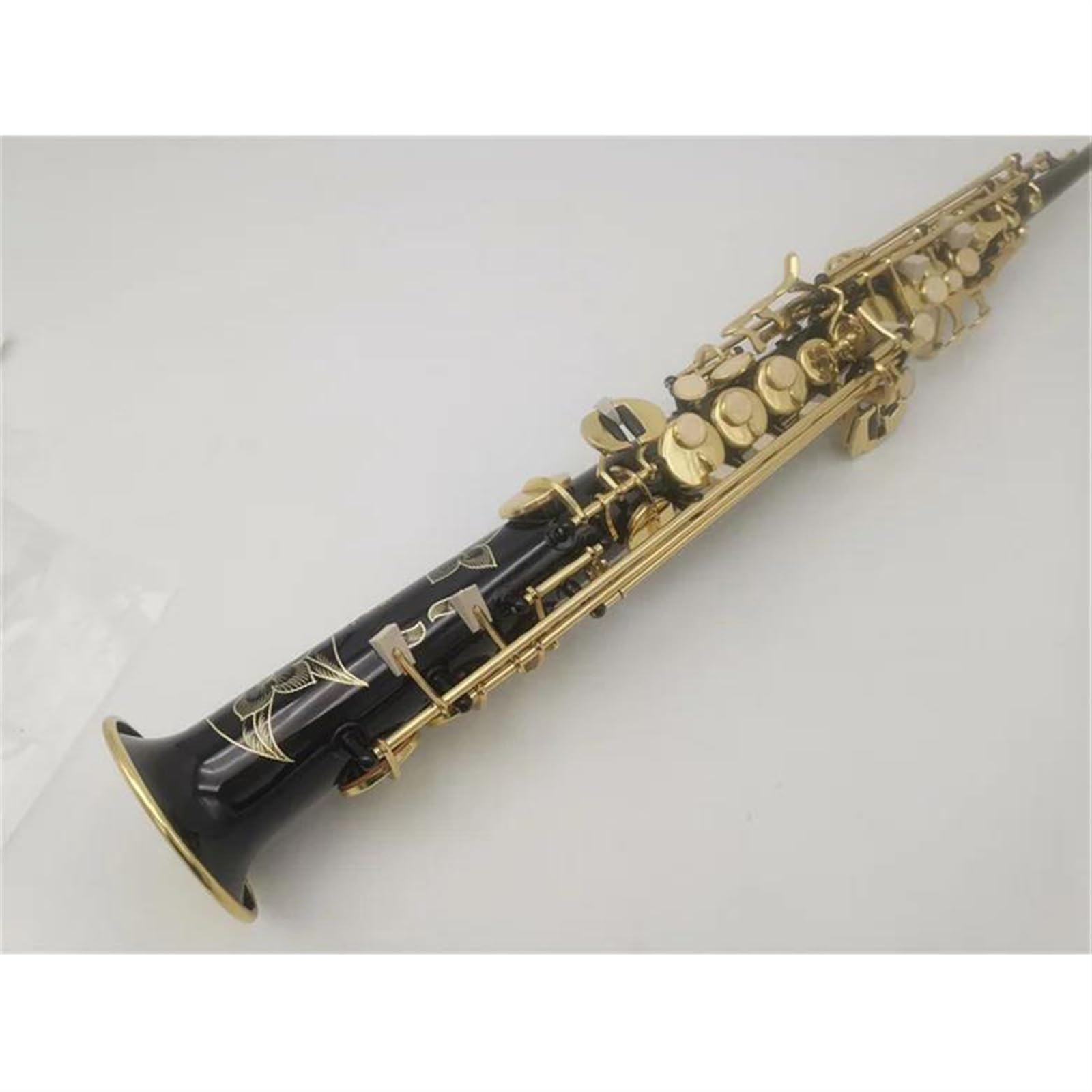 Saksofon Sopranowy BB Flat Straight Gold Laquered Body Profesjonalny Instrument Muzyczny Z Akcesoriami Do Futerału profesjonalny Saksofon (Color : Leather bag)