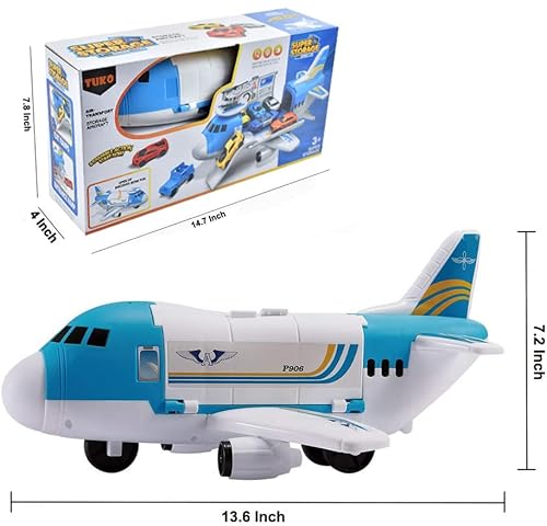 Tuko Transport Cargo Airplane Car Toy Play Set For 3+ Years Old Boys And Girls #TOP3