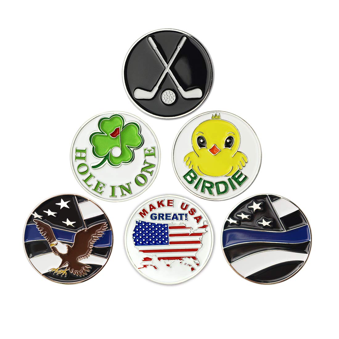 Marcadores de pelota de golf, marcadores de golf, clips de regalo de golf, paquete de 6 (mixto 06)