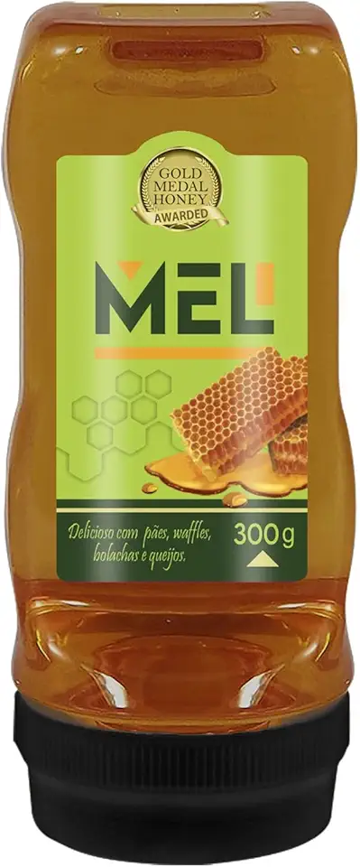 Bisnaga de Mel Silvestre Gold Medal Honey | 100% Natural, Delicioso e Acessível | Experimente o Sabor Autêntico do Brasil | Rico em Nutrientes e Puro, Sem Aditivos | 300g