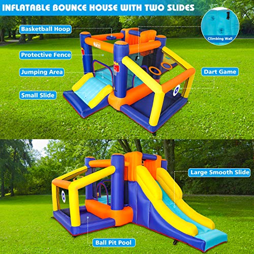 Naice Inflatable Bounce House, Indoors Outdoor Inflatable Bouncers, Slide Bouncer, Jumper Bounce House with 2 Slides, Climbing Wall, Ball Bit House, Pefect for Babies, Toddlers, Kids, Children - Thumbnail 2