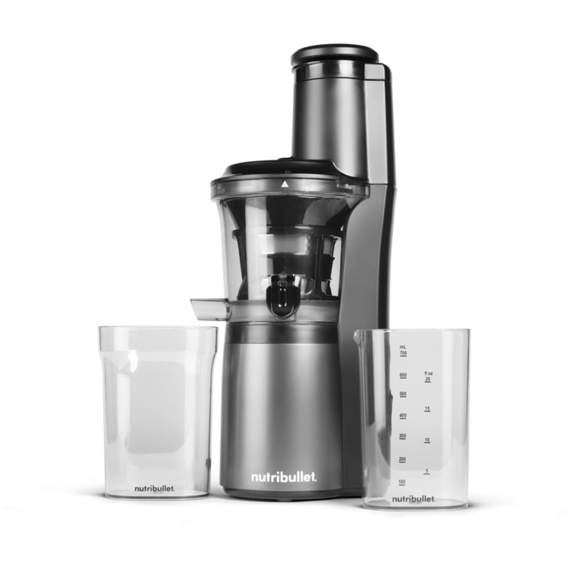 nutribullet Slow Juicer Entsafter, Kaltentsafter, Obst- und Gemüseextraktor, Fruchtsaftpresse, Täglicher Gebrauch, 1,8 L Fruchtfleischbehälter, schwarz, NBJ500