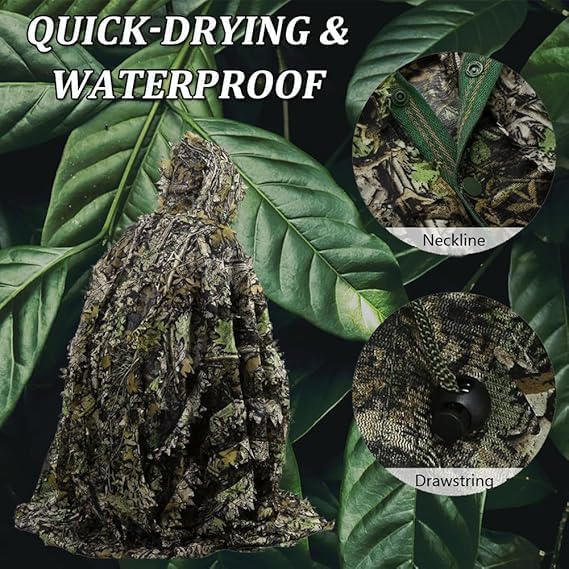 Poncho thermique camouflage 3D imperméable à séchage rapide - 2