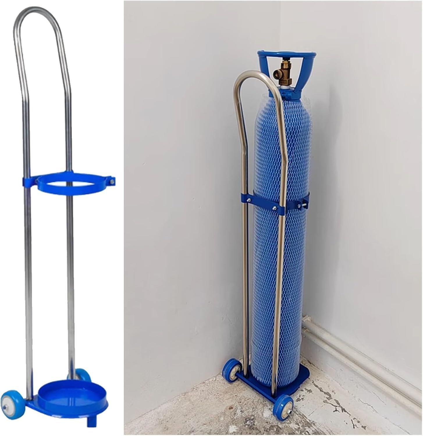 Chariot de réservoir d'oxygène avec chaîne anti-chute pour bouteille