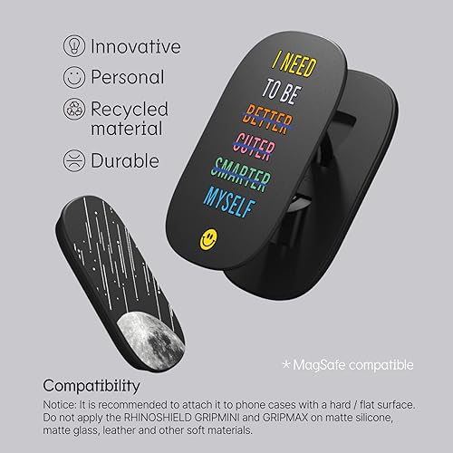 Miniatura 2 de RHINOSHIELD GRIPMAX Compatible con MagSafe - Agarre, soporte y soporte para selfie para teléfonos y fundas, reposicionable y duradero, mejor