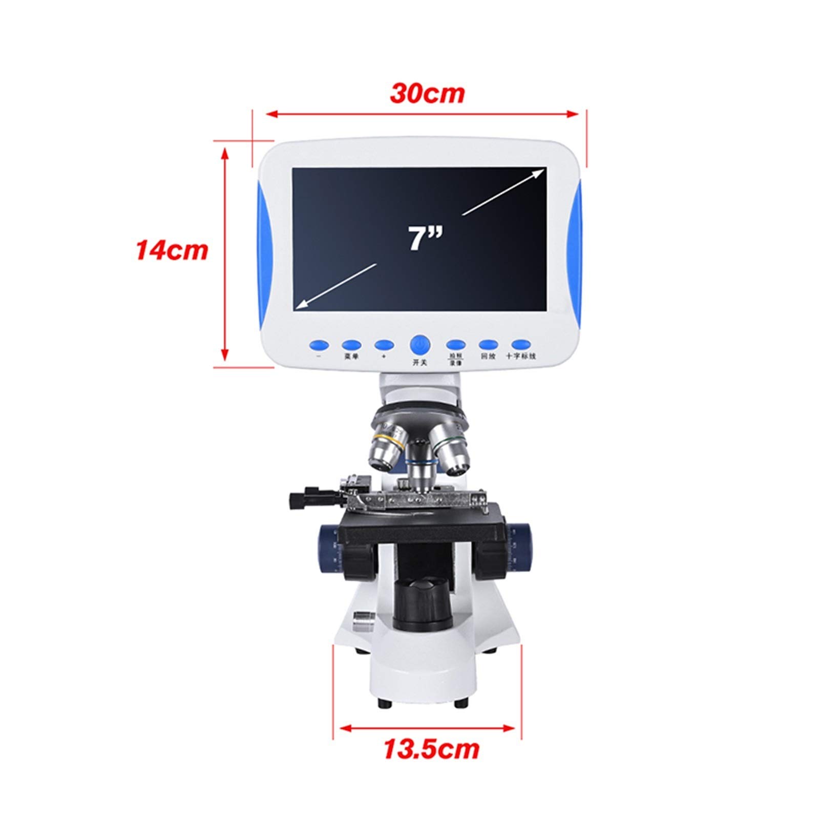Microscopio da Laboratorio Biologico LCD da 7 Pollici Digitale HD coassiale con Regolazione fine Zoom 2000X LED + Borsa + Scheda SD può memorizzare Video e Foto