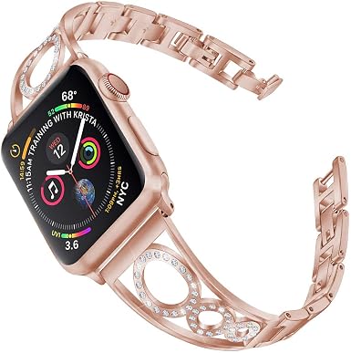 Amazon.com: AmzAokay Bandas de metal compatibles con Apple Watch Band Series  4 1.575 in/1.732 in iwatch Series 3/2/1 1.496 in/1.654 in, correa de  repuesto ajustable de acero inoxidable para mujer : Celulares y Accesorios