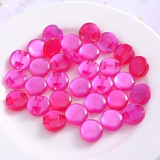 SBJKLYRN Botones, 50 Uds. Botones de Resina de Color sólido Transparente de 8mm, Bonitos Botones de Costura de Color, Accesorios de Ropa DIY for álbumes de Recortes(Rose Red)