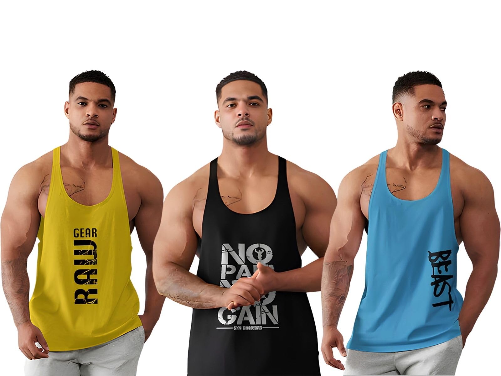 bab being beast apparel BAB Printed Gym Vest | Motivational Stringer Vests for Men – Bold Workout Wear | Scoop Neck | Combo Vests-picture-38
