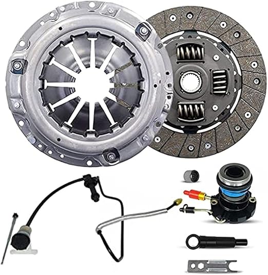 Clutch With Slave And Pre-Bled Clutch Master Cylinder and Line Assembly Kit compatible with B2300 B2500 B3000 Ranger Base Lx Lxt Limited Crew Ds Se Sx Troy 1995-2011 2.3L L4 2.5L L4 3.0L V6 (07-142S)