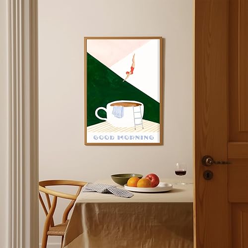 Miniatura 6 de Arte de pared de cocina, arte de baño, póster abstracto vintage de cocina, divertido desayuno, lienzo para pared, Buenos días, buceo, bebidas,