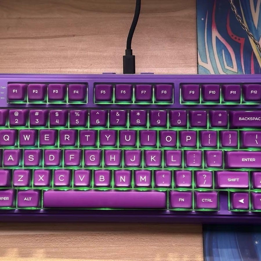 Image of 142 Keys PBT Doubleshot Transluent Keycaps Purple SA Profile Keycaps Set Fit for 61 /64 /87 /104 /108 Cherry Mx Switches Mechanical Keyboard