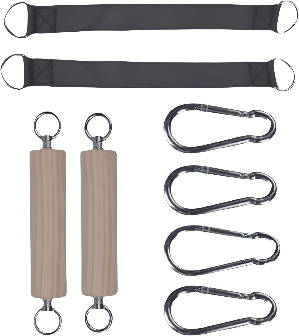 2 Pack Beech Wood Pull Up Grips Forearm Trainer with Straps