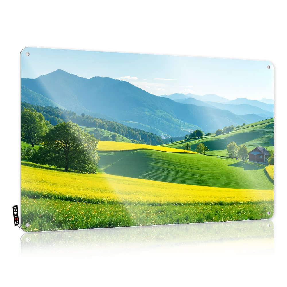 Sujd Colour Wall Art Decaor Ready To Hang - A Picturesque Landscape With Rolling Green Hills, Vibrant Yellow Fields Bridesmaid Gift For Dorm(20X30cm)