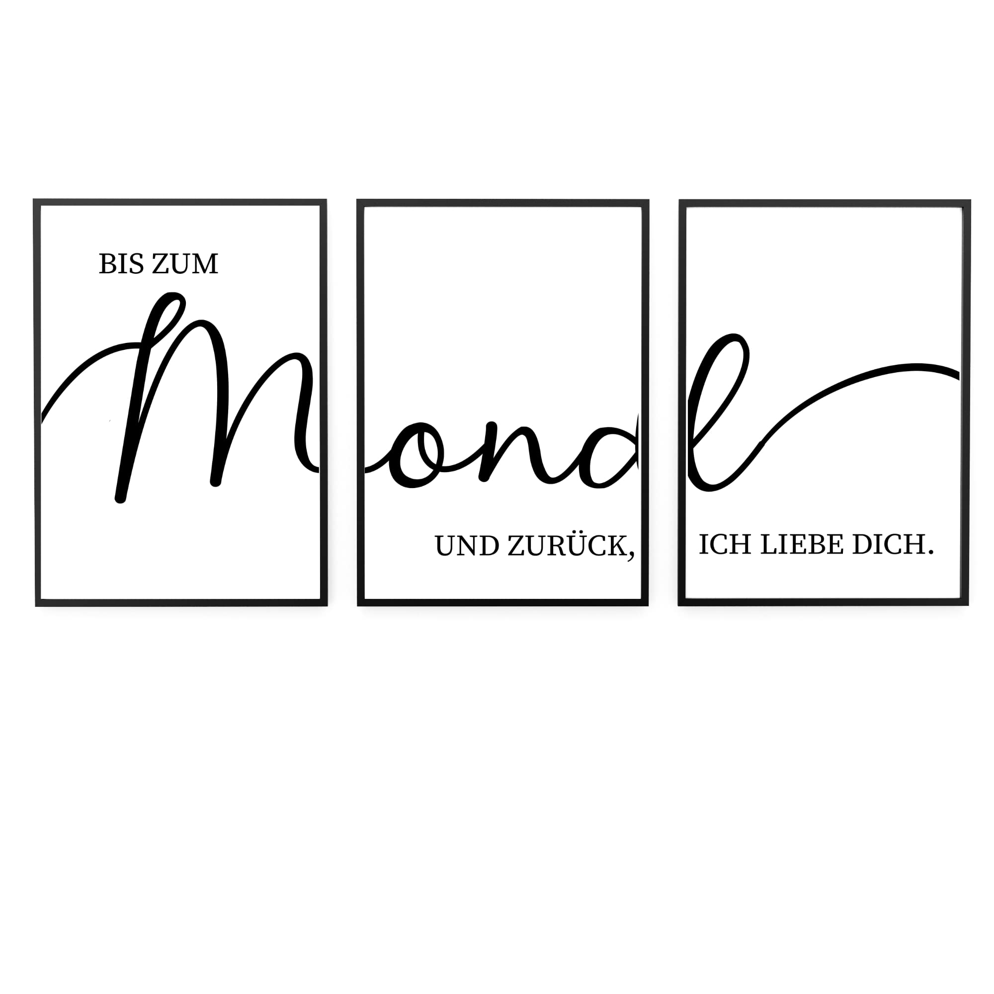 Deutsam 3er Poster Wandposter als Wohndeko für Wohnzimmer, Schlafzimmer, Flur oder Büro auch als Leinwand erhältlich (Bis um Mond, 50x70cm)