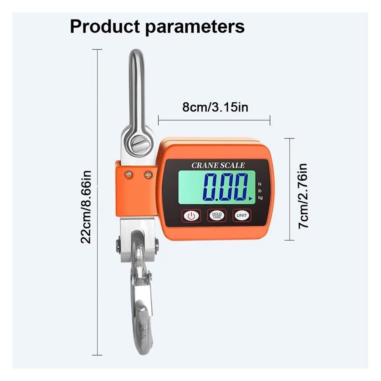 Bilancia Digitale sospesa Bilancia da Gru LCD Digitale ad Alta precisione Elettronica Resistente Multiuso appesa Industriale Gancio per Gru per carichi Pesanti(Oranje)