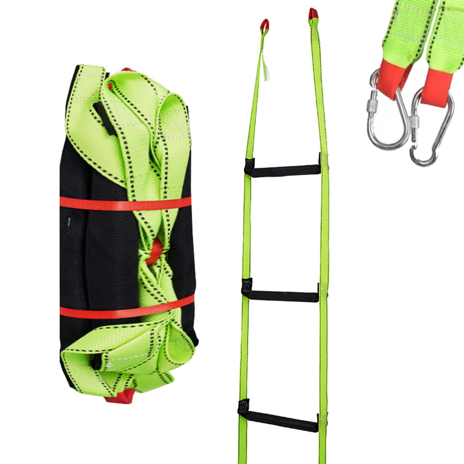Escalera De Cuerda,8m Escalera Trenzada,Portátil para Emergencias,Adecuada para Casas De 3-5 Plantas,Balcones y Barandillas,con Una Capacidad De Carga De hasta 350 Kg(770 Libras),Verde