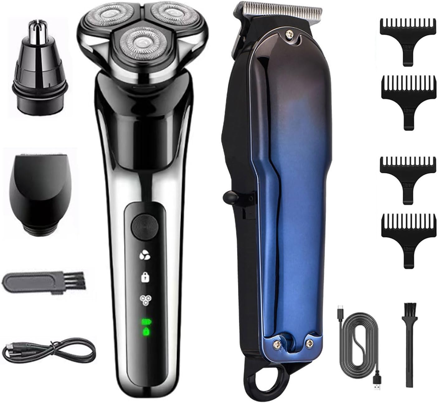 Electric Shaver for Men Electric Razor and Hair Clipper Trimmer for Men Rechargeable Shavers with Nose Trimmer Sideburns.