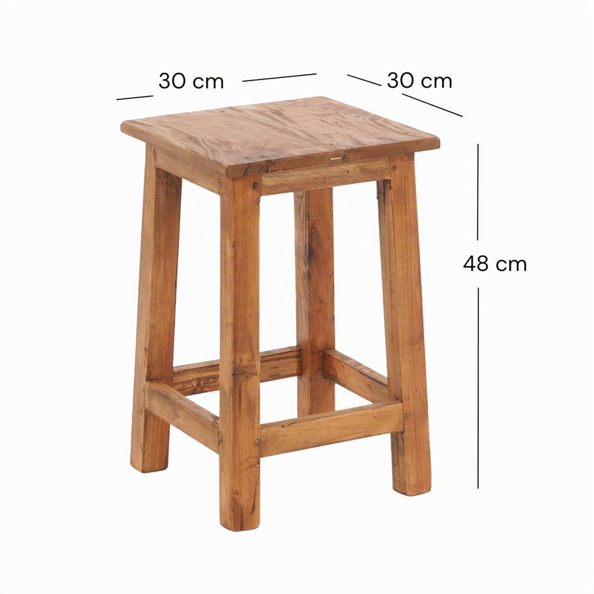 Design Delights Tabouret en bois rustique Madero 48x30x30 cm bois recyclé miel ciré