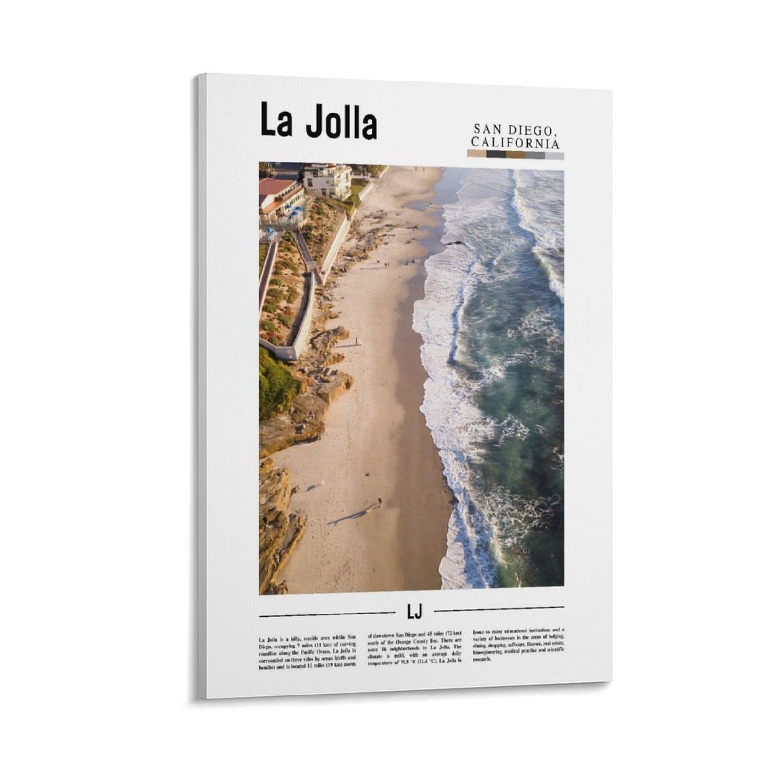 California Famous Landscape Posters by La Jolla Canvas Wall Art Print Poster For Home School Office Decor Frame-California Famous Landscape Posters by La Jol 20x30inch(50x75cm)