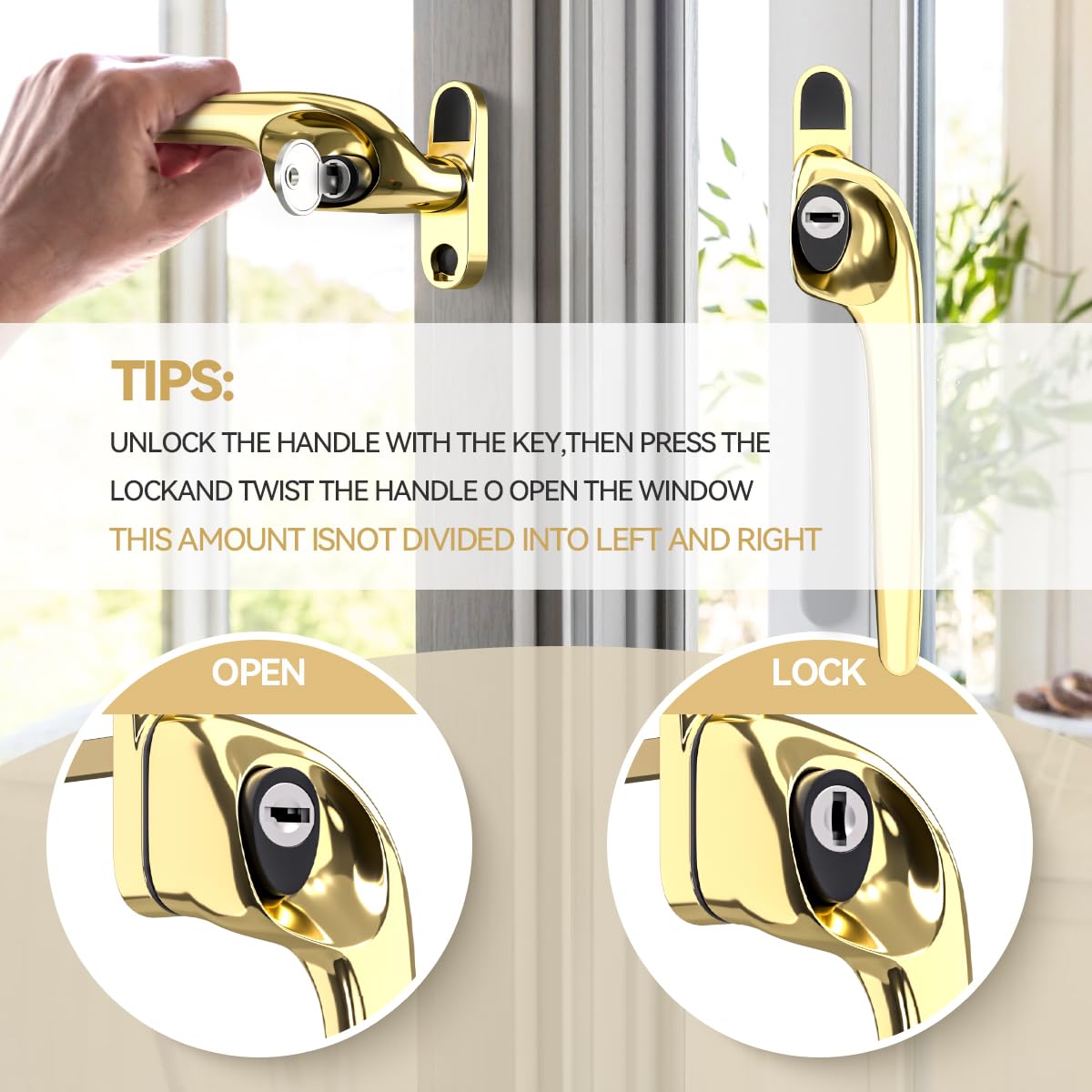 Bwintech Offset-Fenstergriff, PVC, PVC, Zink, rechts, 43 mm Spindel für Innen- und Außenbereich, UPVC-Fenster, 4 Stück