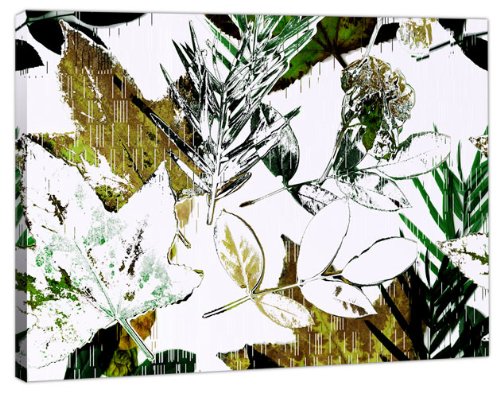 Hojas de acuarelas verdes y blancas sin costuras + panel simple A1 - Tamaño 77 cm x 52 cm
