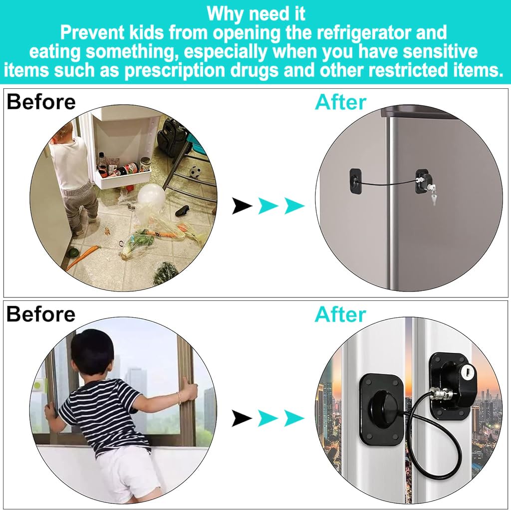 STHIRA Fridge Lock with Key, Self Adhesive Baby Safety for Drawers 2