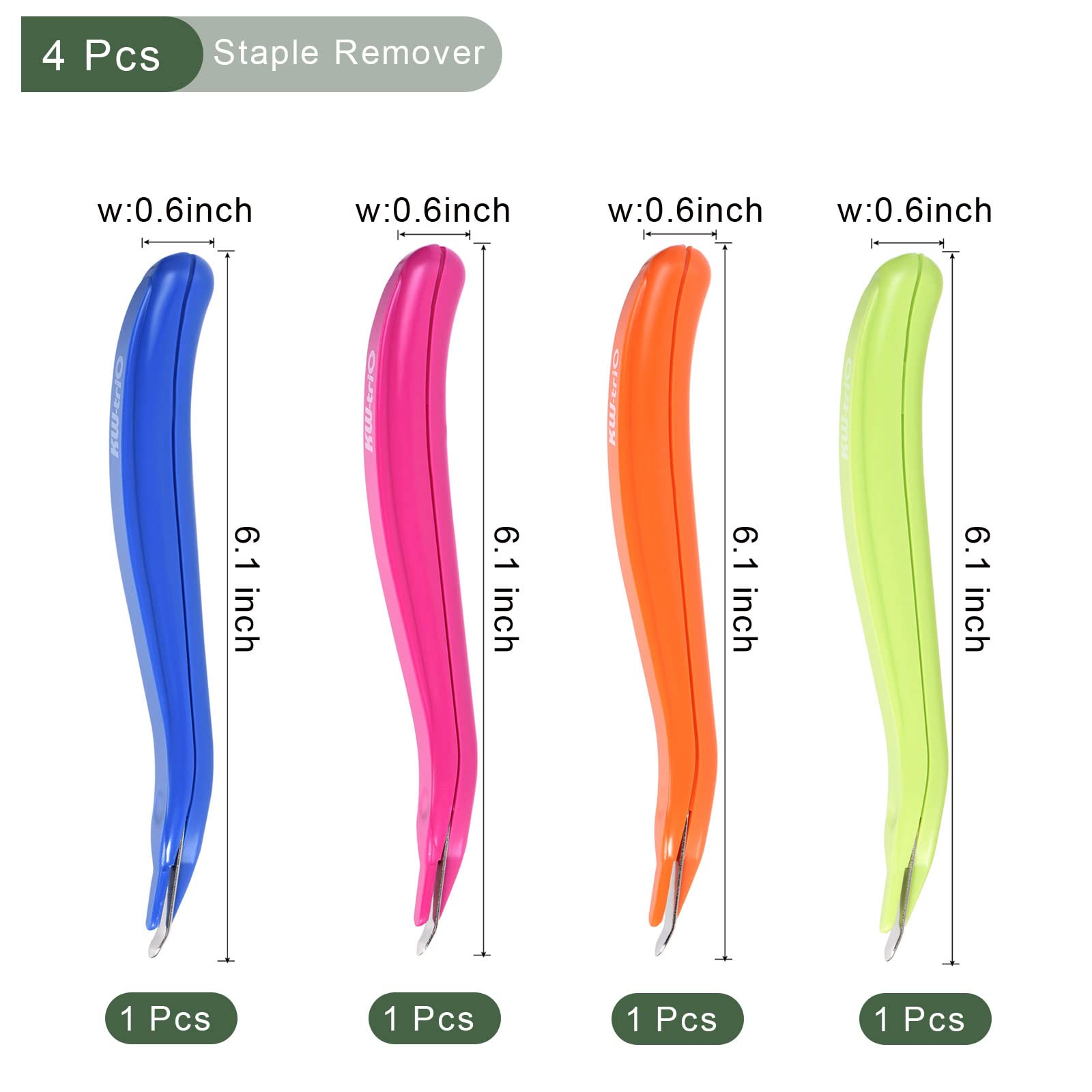 YOKIVE 4 Pcs Staple Remover, Office Magnetic Stapler Puller | Remove Staples Great for Office Home Desktop Accessories (Blue, Green, Orange, Rose Red) - Image 2