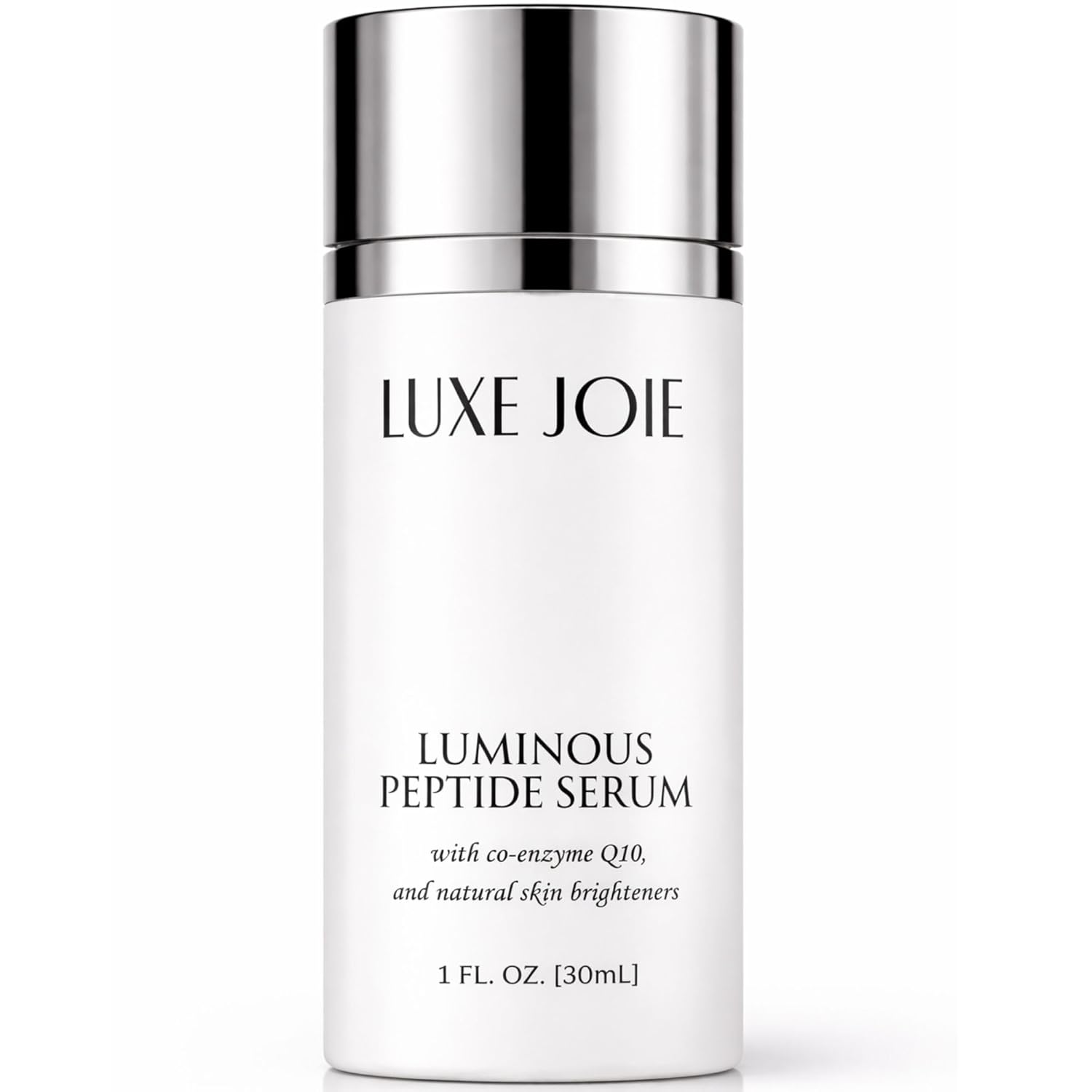 LuxeJoie Luminous Peptide Facial Serum, Hydrating Face Serum with Peptides + Hyaluronic Acid, Lightweight Non Sticky, Smooths the Look of Fine Lines, For All Skin Types, 1 oz