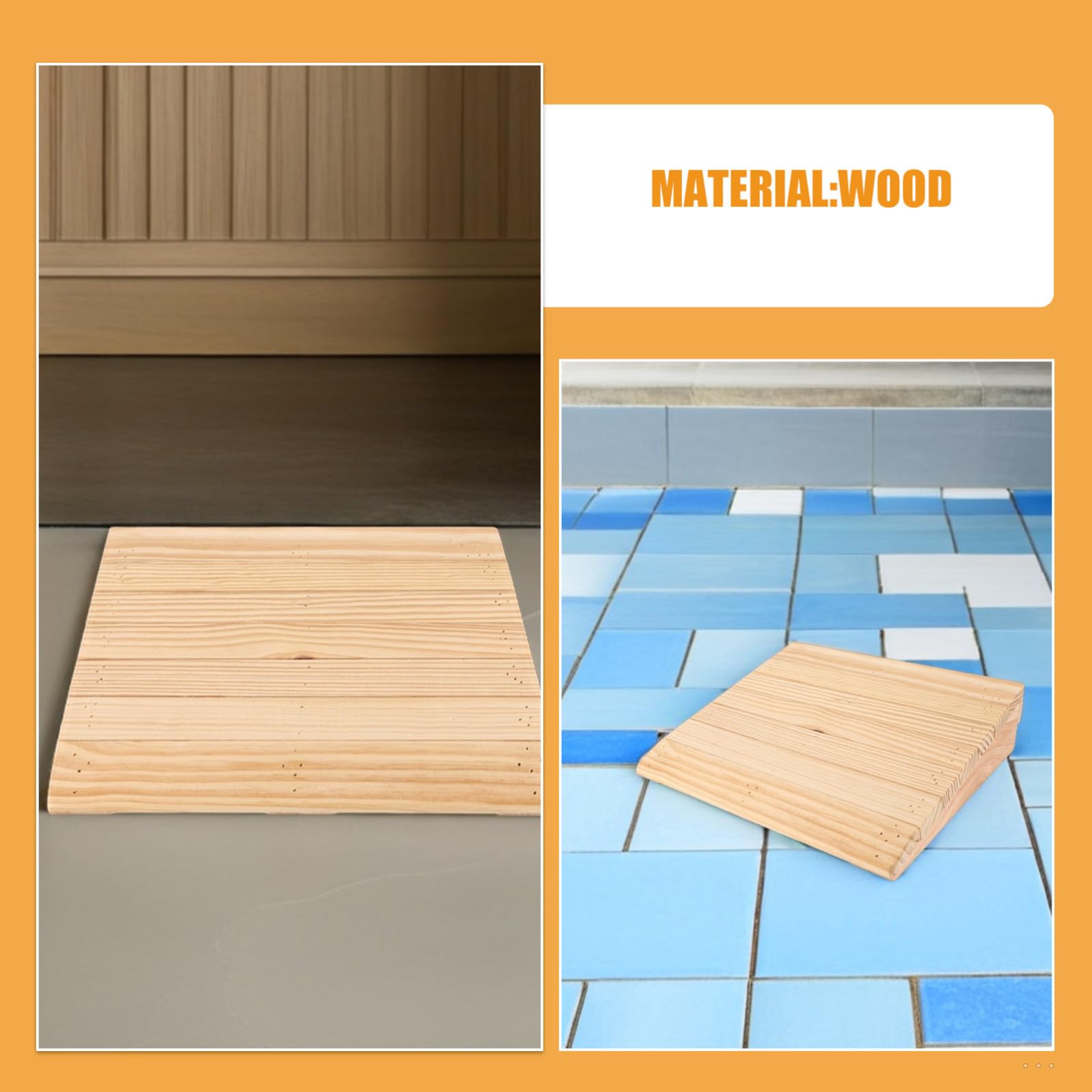 Rampa de Madera Portátil para Puertas Plataforma Inclinada Estable y Soporte Antideslizante para Scooters, Motocicletas y Sillas de Ruedas Hogar