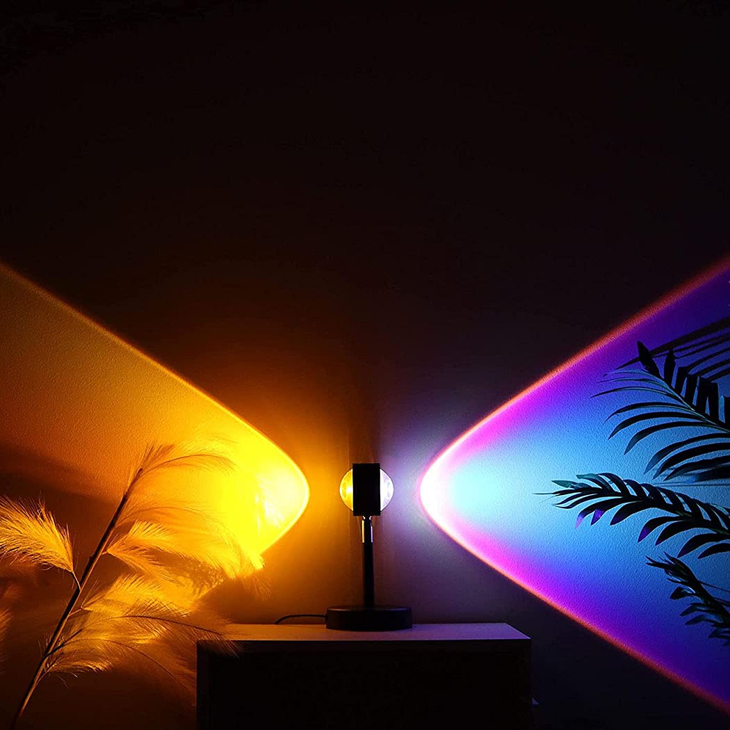 AMERTEERSunset Lamp, 4 Colors with Double-Sided Projection Sunset Lamp, Touch Switch Control with Led Night Light Rainbow Projection Lamp, for Bedroom Decor/Home Party/Living Room/Photography