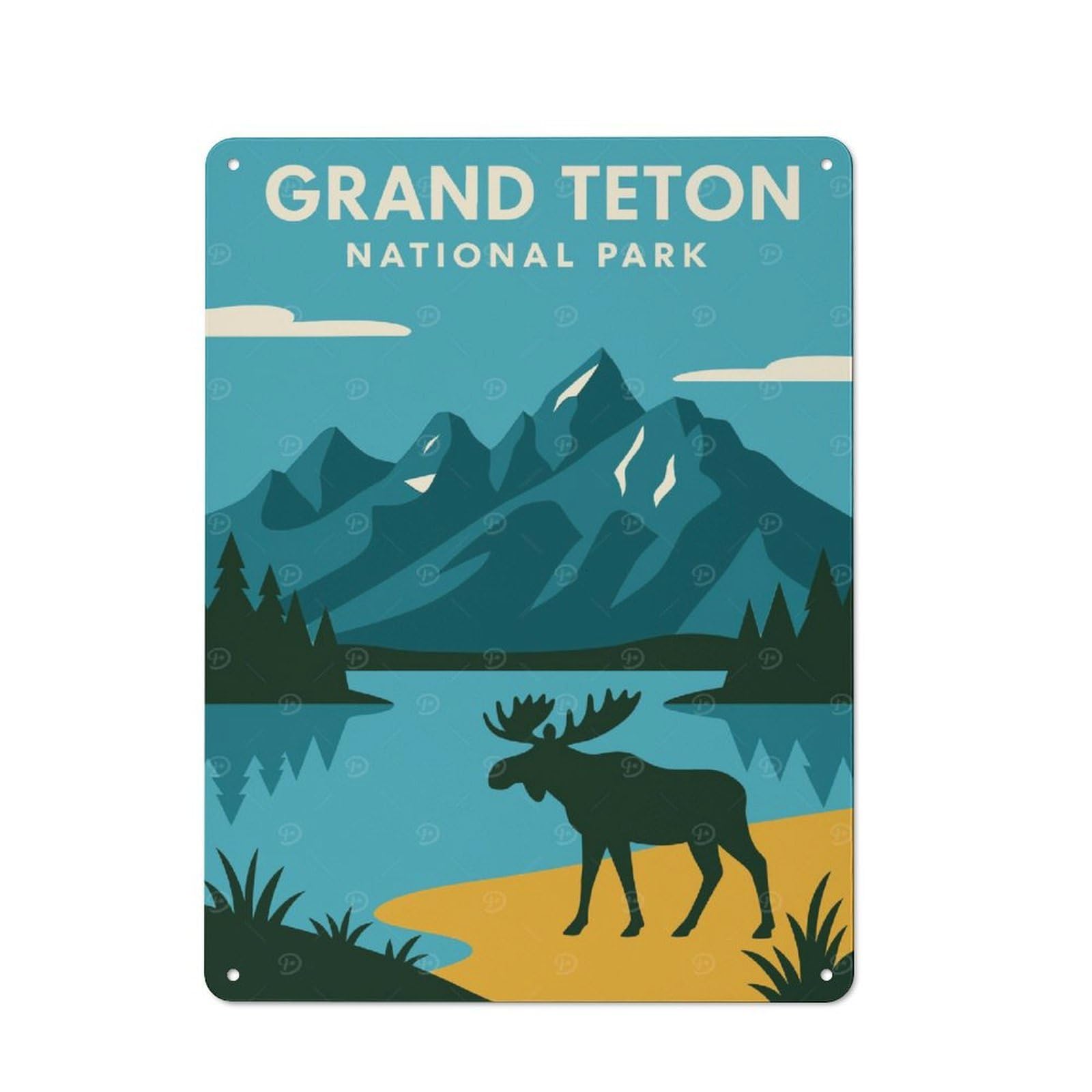 Junmoney Style-16 For Hobby Room Or Studio, Grand Teton National Park Retro Metal Sign 40X30cm, A Decorative Gift For A Newly Furnished Hobby Room And Studio