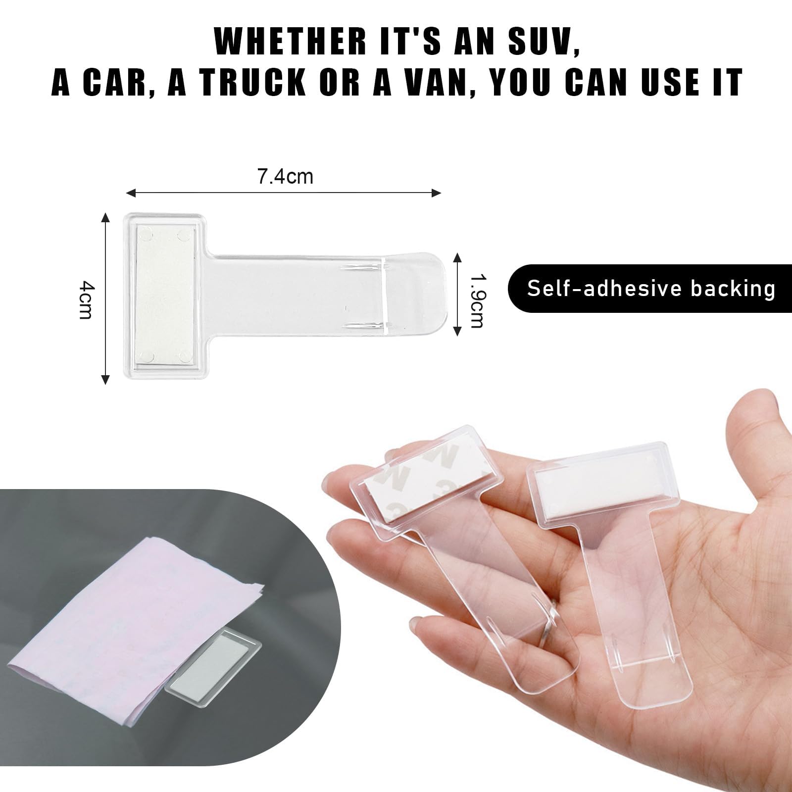 6 Piezas Clip para Boletos de Parabrisas, Autoadhesivos Car Ticket Holder, Transparentes Soportes para Billetes de Aparcamiento, para Ticket de Coche, Permisos de Estacionamiento