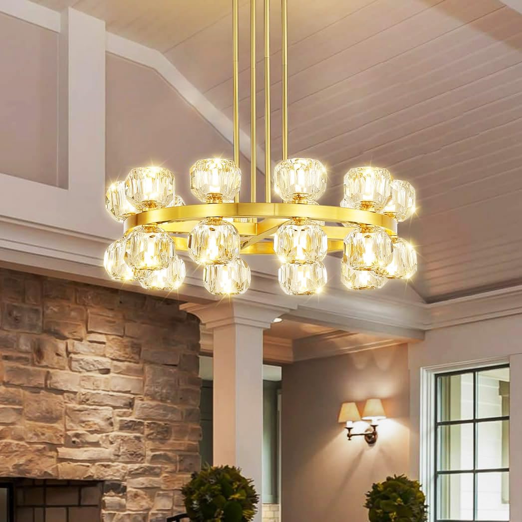 Photo 1 of IDEQUY 24" Gold Wagon Wheel Chandelier
