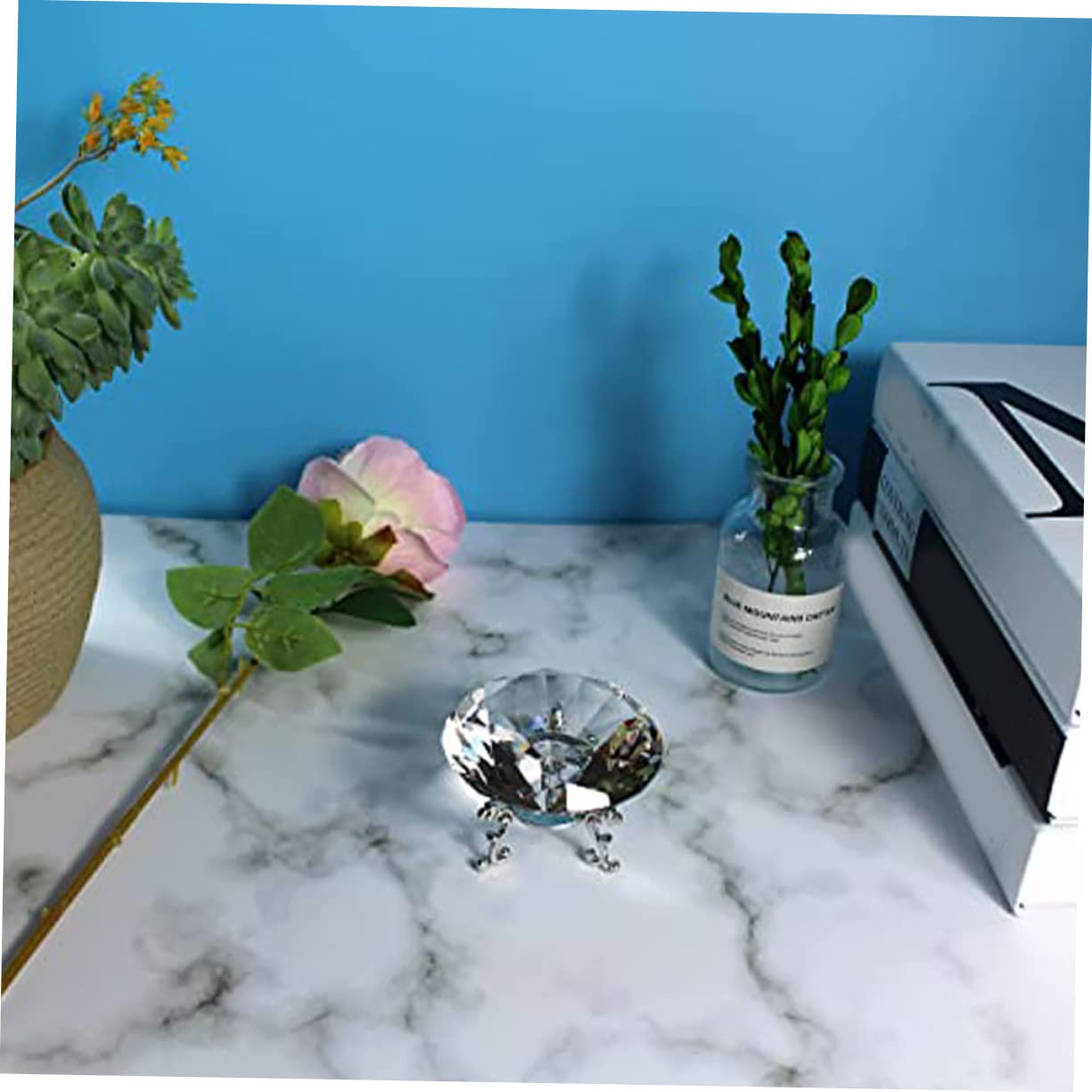 Ferma Carte Diamante Cristallo con Supporto Plastico | Oggetto Decorativo per Casa e Mobile Tv, Superficie Liscia, Facile da Esporre e Riporre